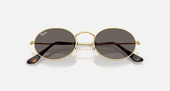 Ray-Ban Sunglasses Unisex Oval Flat Lenses - Arista Gold Frame Grey Lenses 51-21
