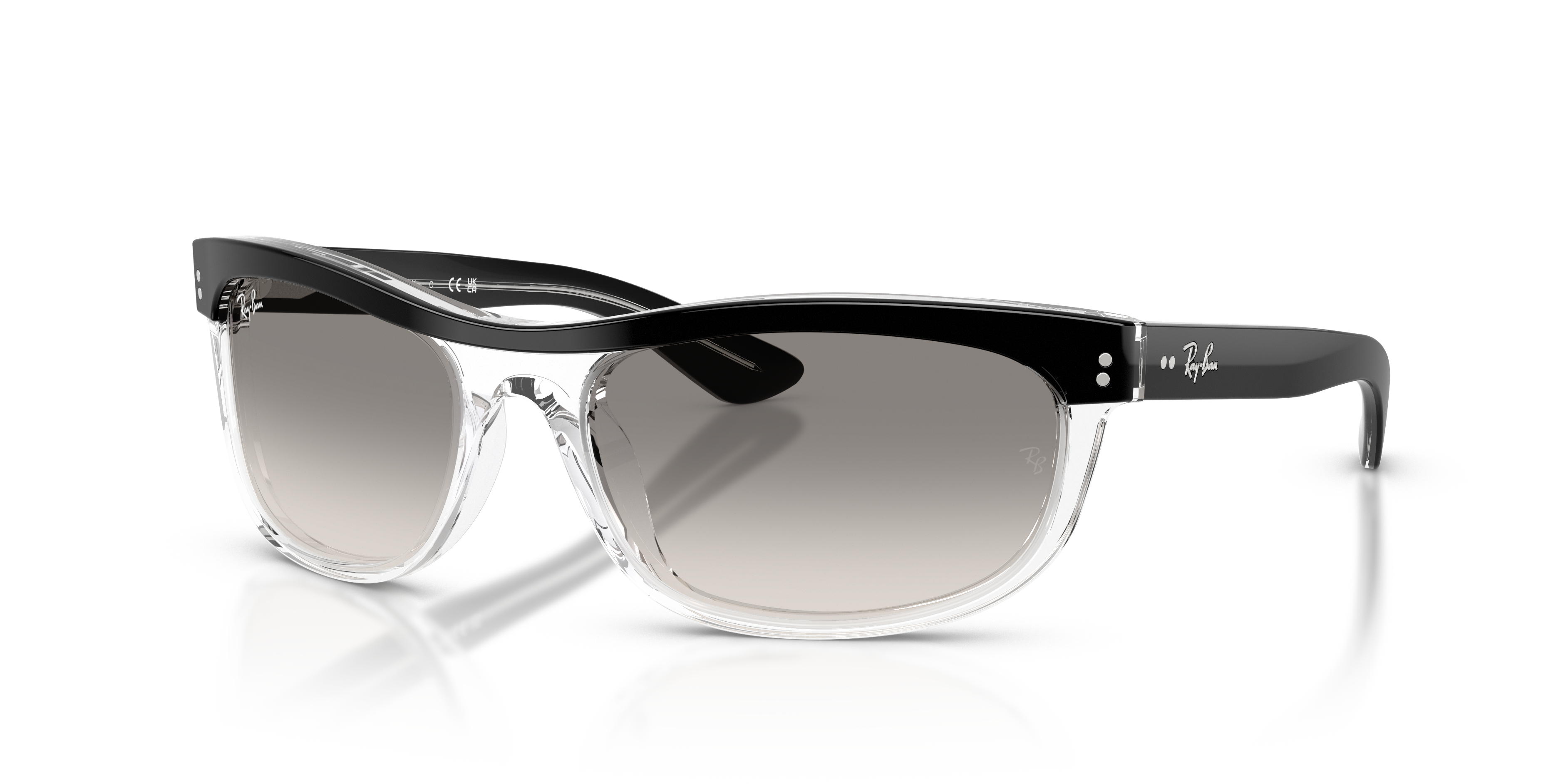 BALORAMA STREET NEAT Polished Black On Transparent Frame Clear Gradient Grey Lenses 62-19