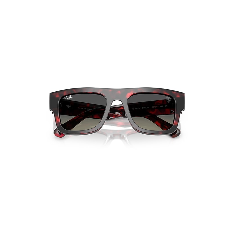 Ray-Ban Rb2217m Scuderia Ferrari Collection Sunglasses Red Havana Frame Grey Lenses 53-21