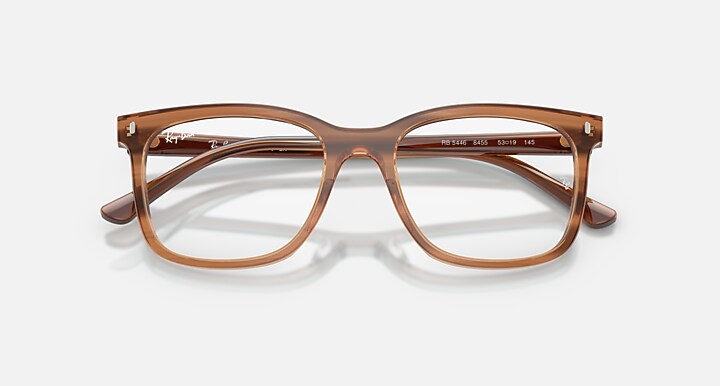 Ray-Ban Eyeglasses Unisex Rb5446 Optics Prescription - Striped Brown Frame Clear Lenses 51-19 Polarized