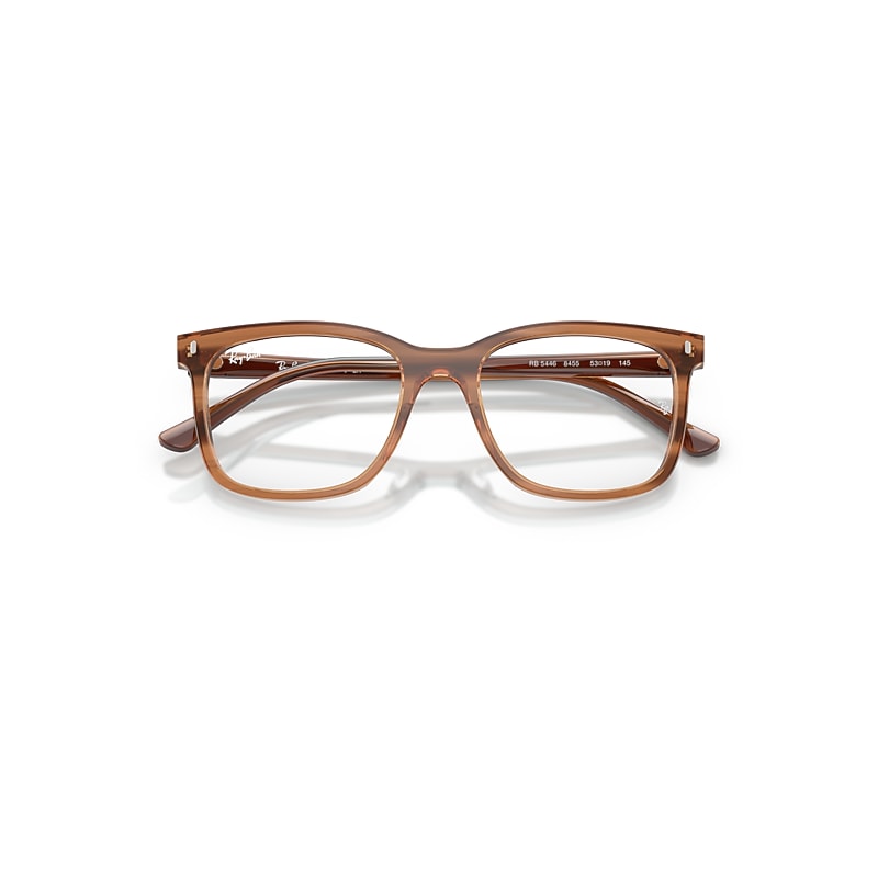 Ray Ban Rb5446 Optics Eyeglasses Striped Brown Frame Clear Lenses Polarized 53-19 In Brown