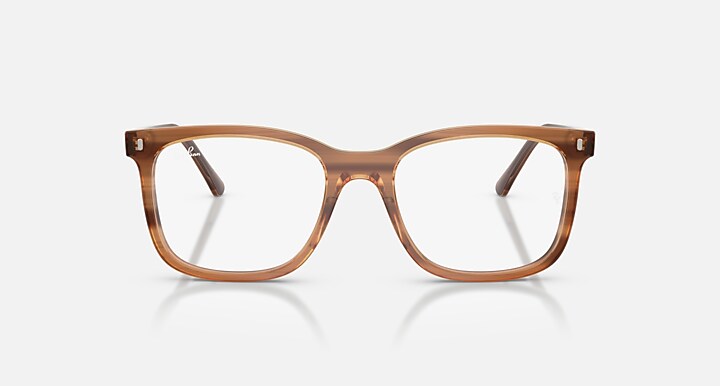 Ray-Ban Eyeglasses Unisex Rb5446 Optics Prescription - Striped Brown Frame Clear Lenses 51-19 Polarized