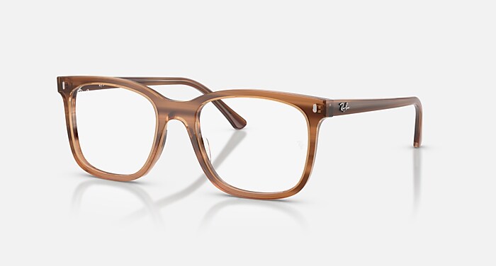 Ray-Ban Eyeglasses Unisex Rb5446 Optics Prescription - Striped Brown Frame Clear Lenses 51-19 Polarized