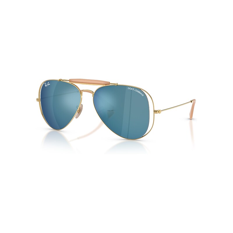 Ray-Ban Sunglasses Unisex The Outdoorsman By Dolce&gabbana - Arista Gold Frame Blue Lenses 58-14