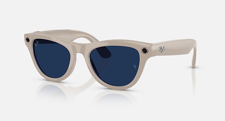Ray-Ban Meta Skyler AI Glasses Chalky Gray Frame Blue Lenses