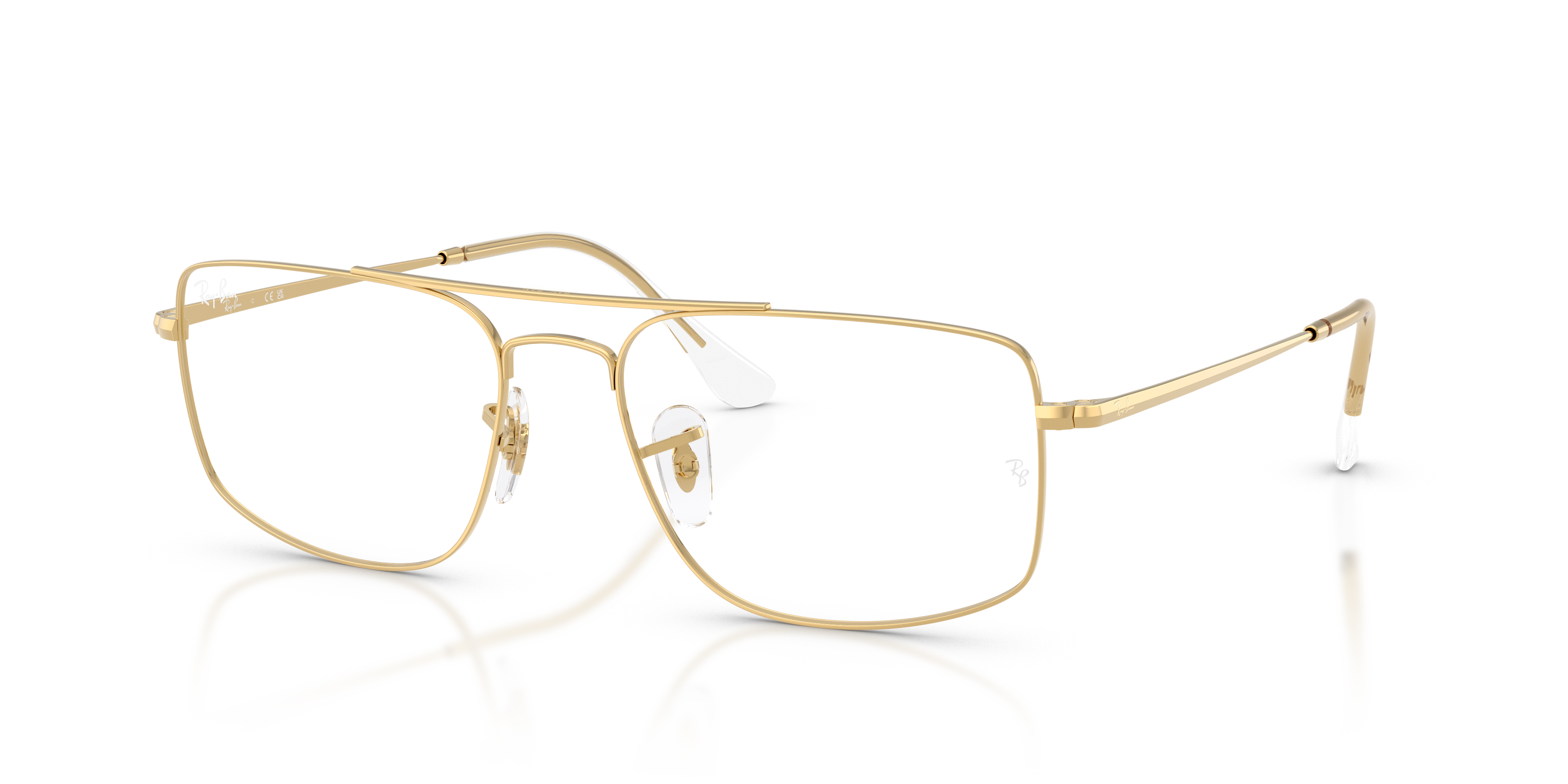 EXPLORER III OPTICS Polished Arista Gold Frame Clear Lenses 56-18