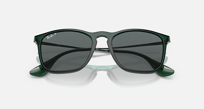 CHRIS Sunglasses in Transparent Green and Dark Grey