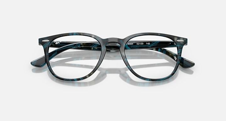 Ray-Ban Eyeglasses Unisex Rb7159 Optics Prescription - Transparent Fantasy Blu/gray Frame Clear Lenses 52-20 Polarized