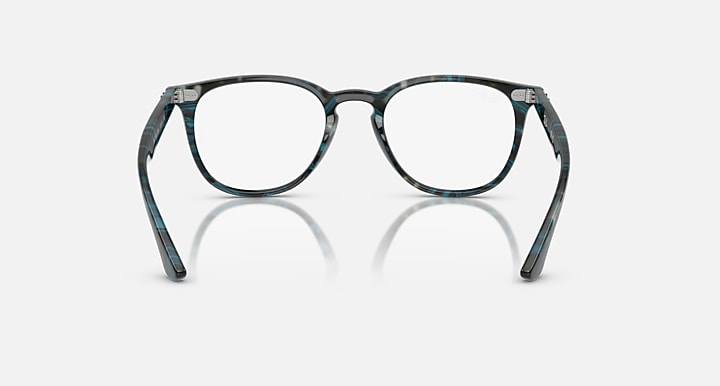 Ray-Ban Eyeglasses Unisex Rb7159 Optics Prescription - Transparent Fantasy Blu/gray Frame Clear Lenses 52-20 Polarized
