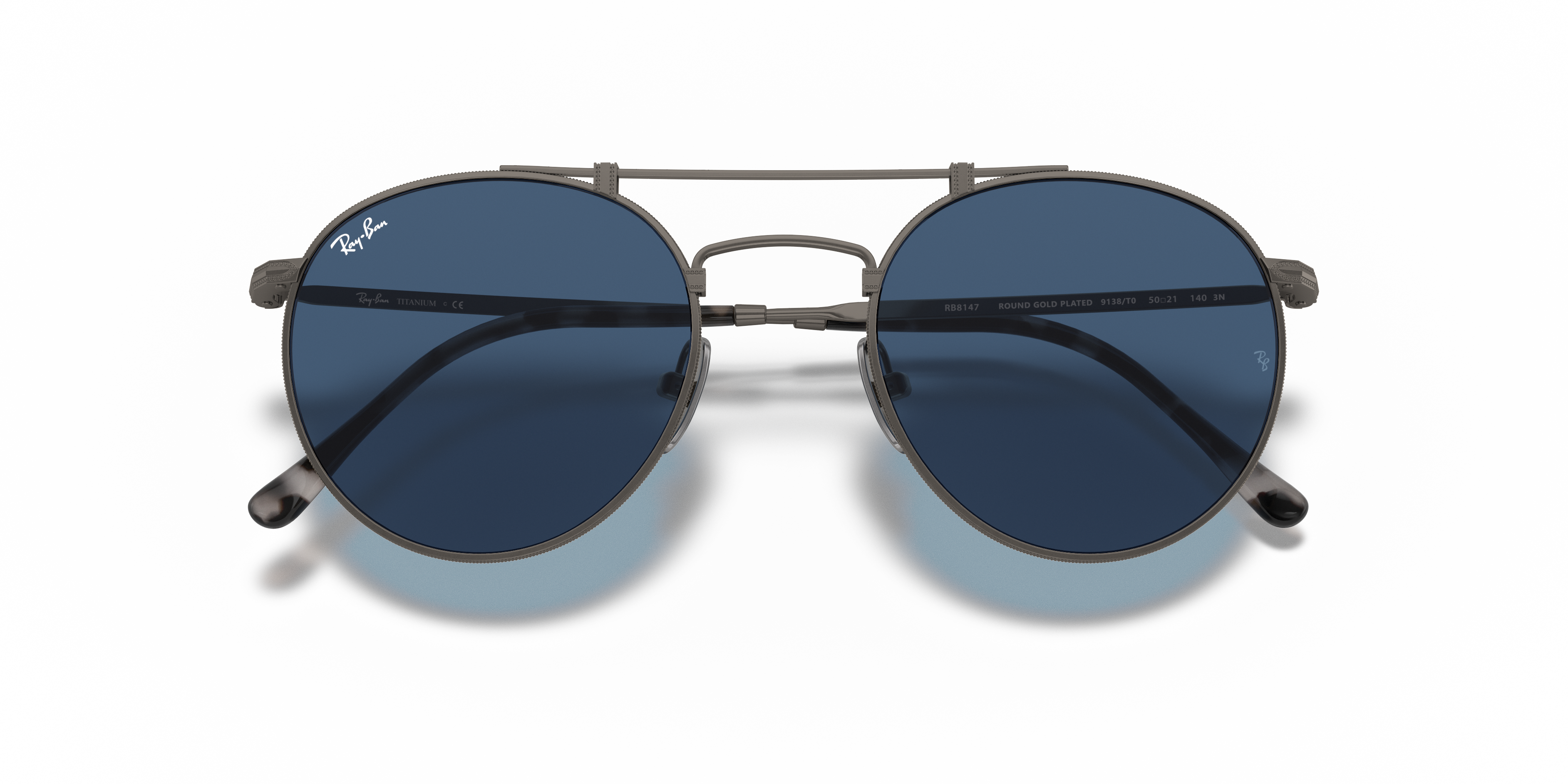 ✨美品✨Ray-Ban オーバルサングラス グレー ブルー レイバン公式ストア】 Ray-Ban® ROUND DOUBLE BRIDGE TITANIUM