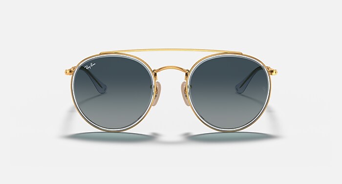 ROUND DOUBLE BRIDGE Sunglasses in Arista Gold and Blue  display picture 3