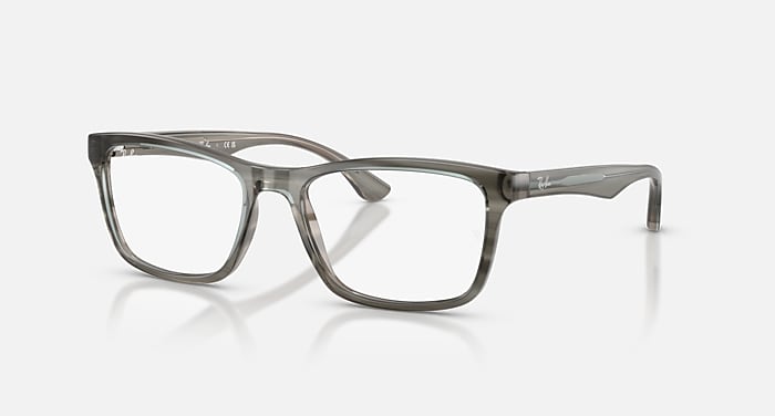 Ray-Ban Eyeglasses Unisex Rb5279 Optics Prescription - Striped Grey Frame Clear Lenses 55-18 Polarized