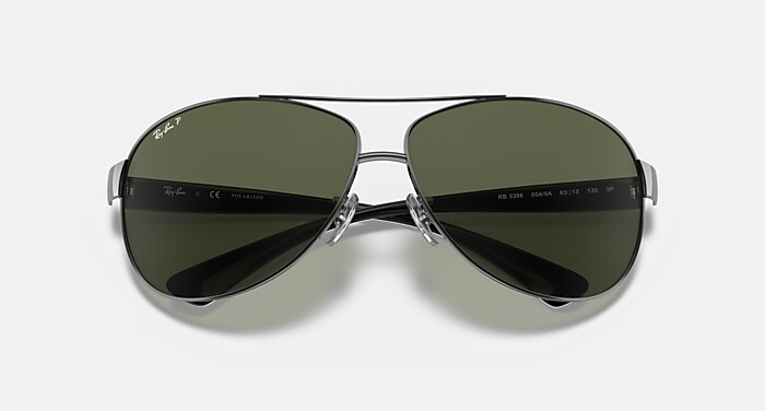 Ray-Ban Sunglasses Man Rb3386 - Gunmetal Frame Green Lenses 63-13 Polarized