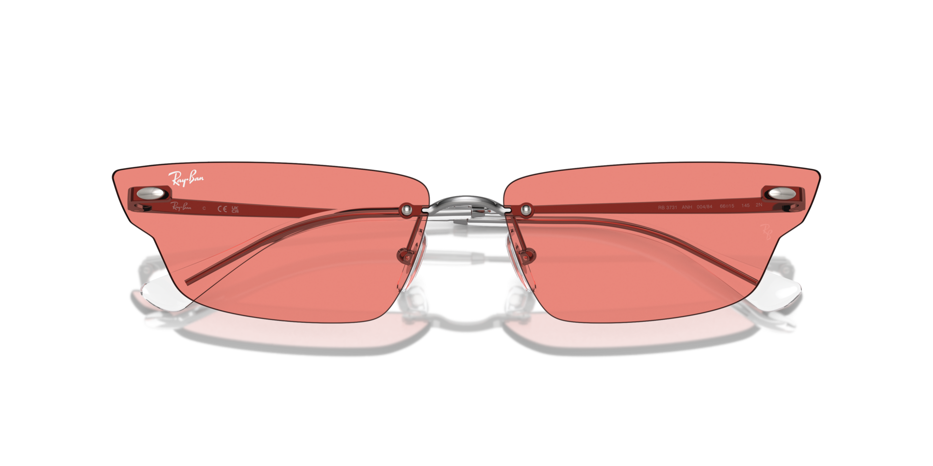 Ray-Ban‎ Anh RB3731 Sunglasses Gunmetal Pink Geometric Rimless 004/84 66mm Ray-Ban Anh RB3731 Sunglasses Gunmetal Pink Geometric  main image 2