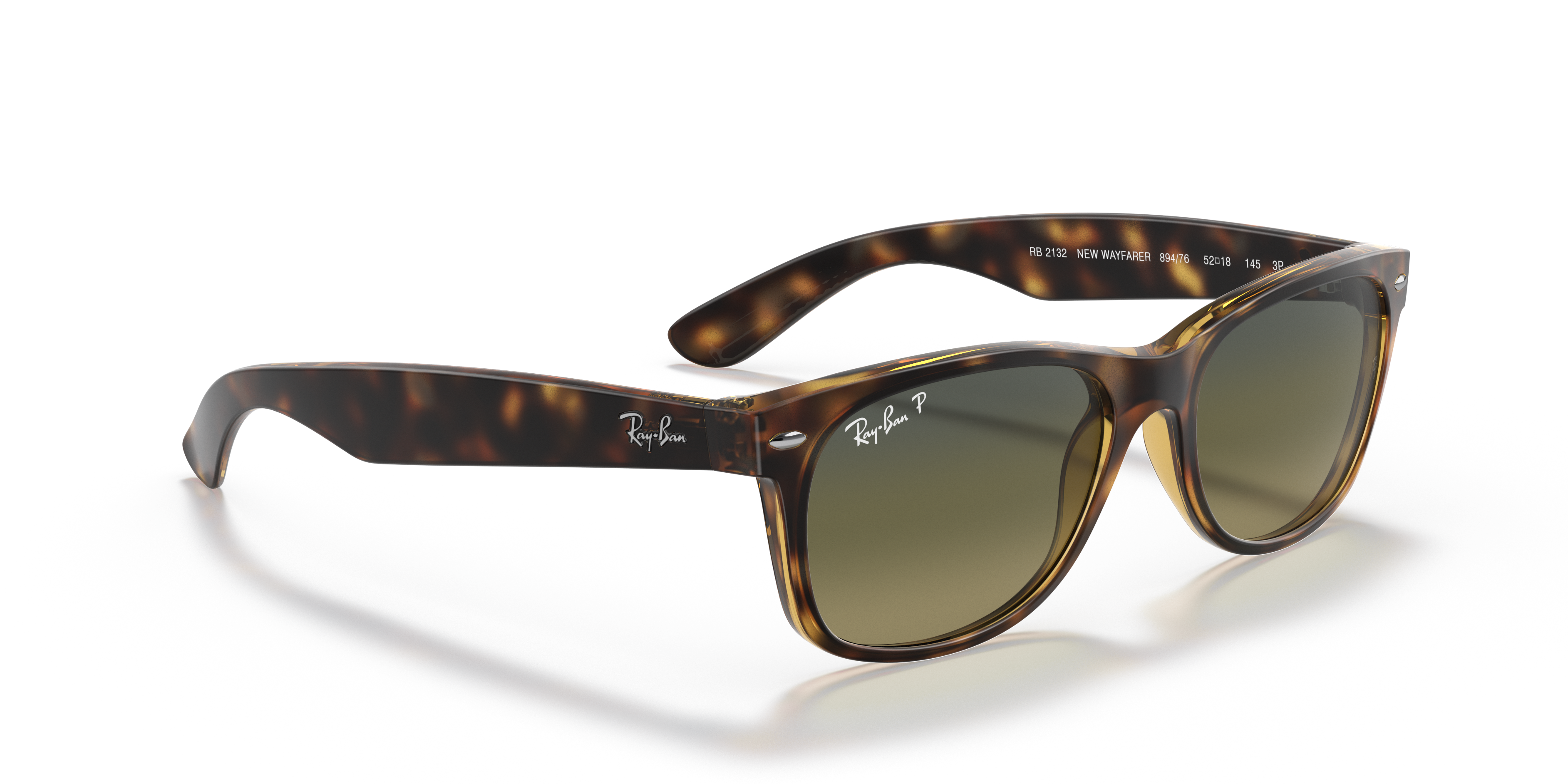 Ray-Ban ウェイファーラー RB2132 マットブラックフレーム NEW WAYFARER CLASSIC Sunglasses in Havana and Blue/Green