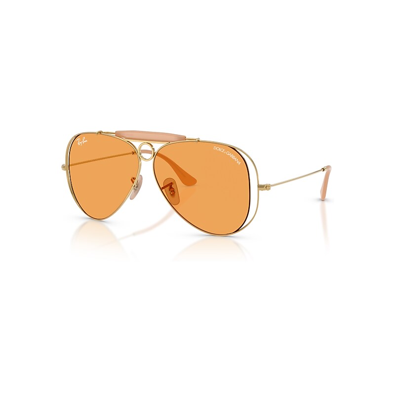 Ray-Ban Sunglasses Unisex The Shooter By Dolce&gabbana - Arista Gold Frame Orange Lenses 58-09