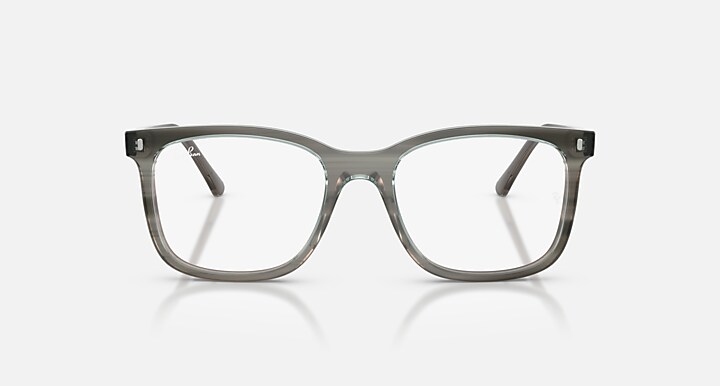 Ray-Ban Eyeglasses Unisex Rb5446 Optics Prescription - Striped Grey Frame Clear Lenses 51-19 Polarized