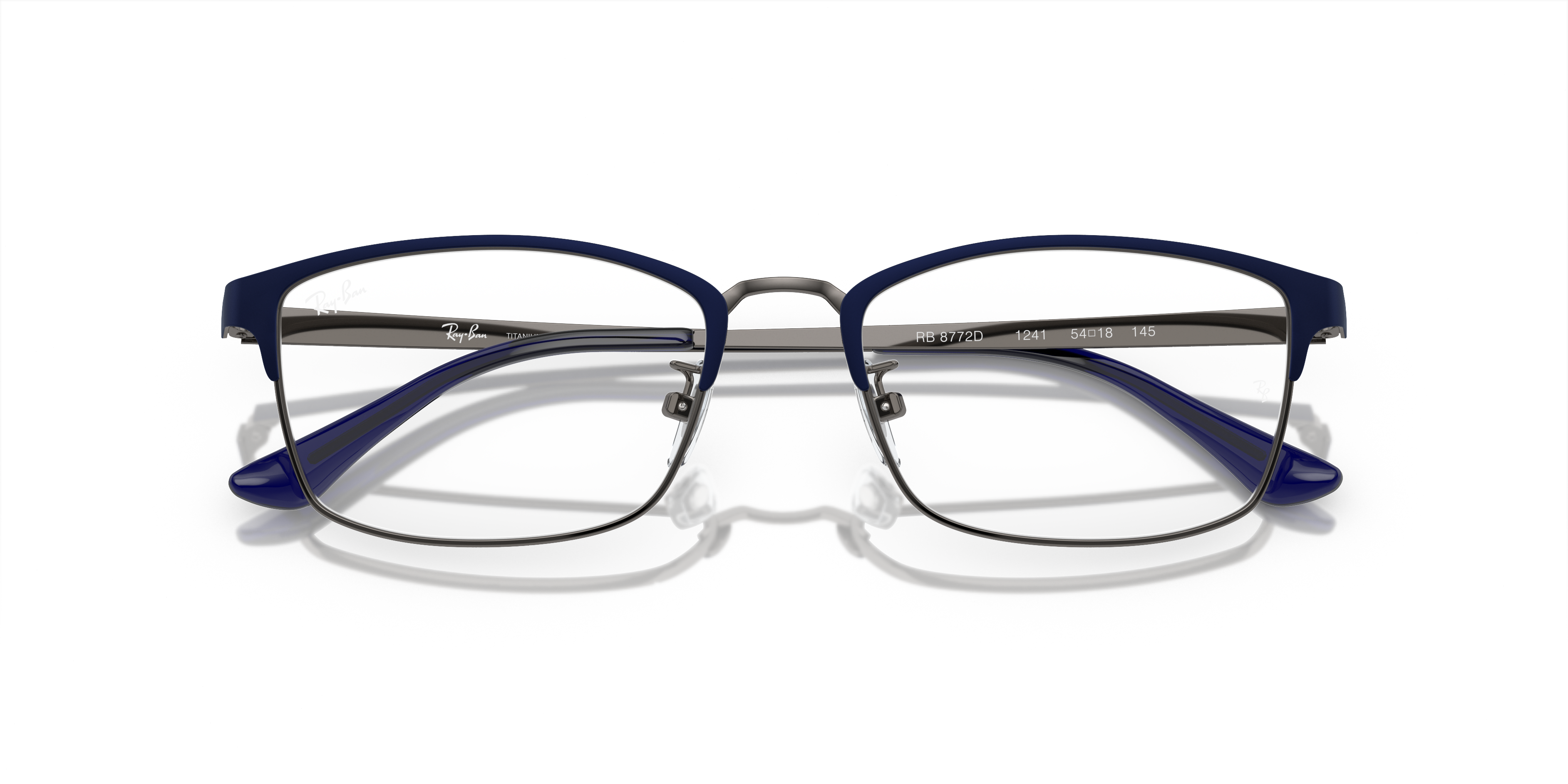 Ray-Ban Rb8772d Optics Titanium Eyeglasses Dark Blue On Gunmetal Frame Clear Lenses Polarized 54-18 218$
