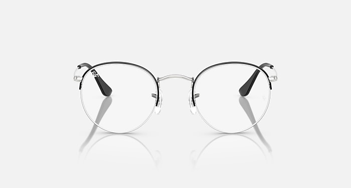 ROUND GAZE Eyeglasses with Black On Silver Frame RB3947V Ray