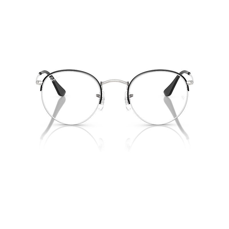 Ray Ban Round Gaze Eyeglasses Silver Frame Clear Lenses Polarized 53-22 In Silver