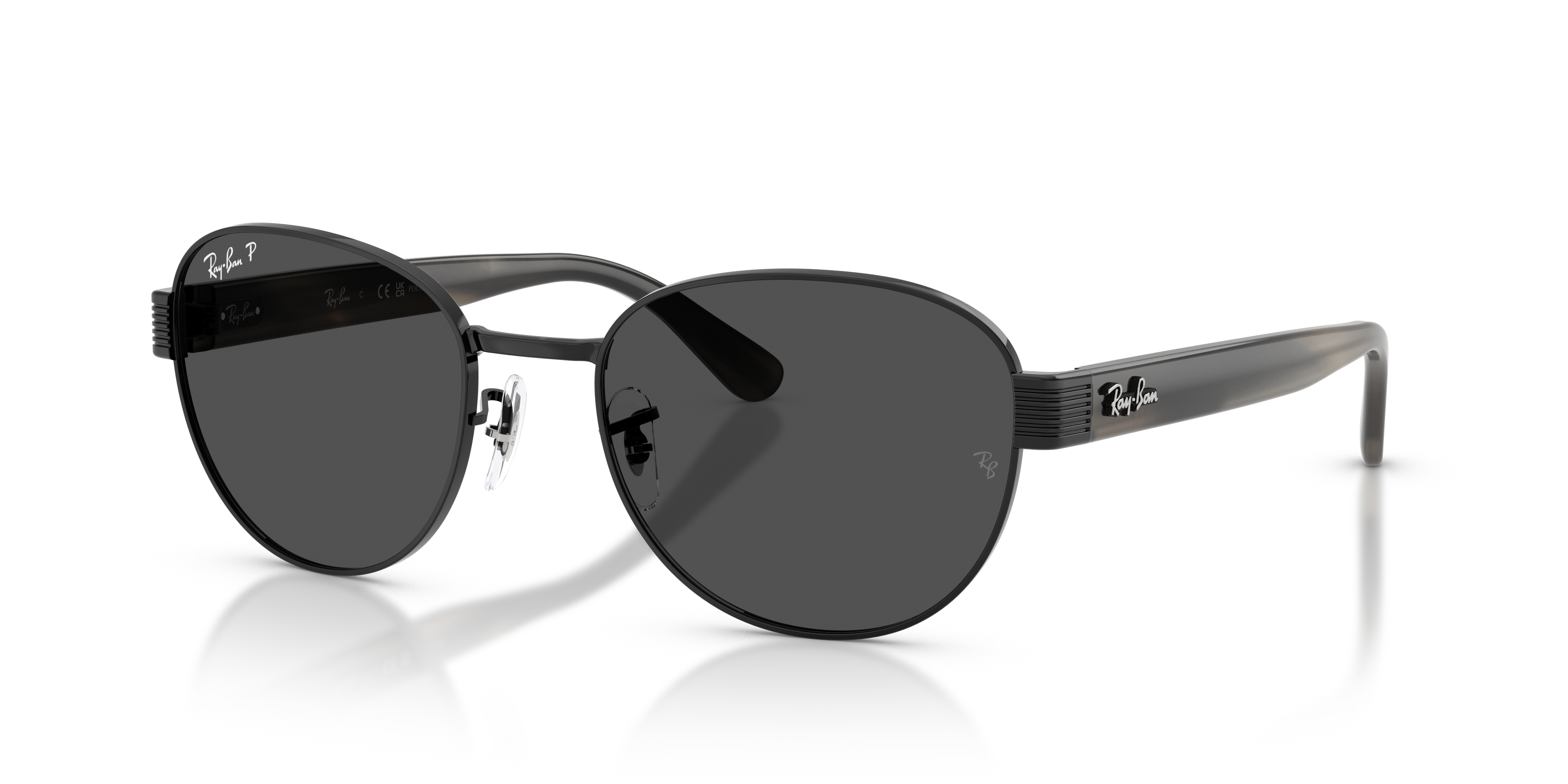 RB3766CH CHROMANCE Polished Black Frame Polarized Dark Grey Lenses 54-20