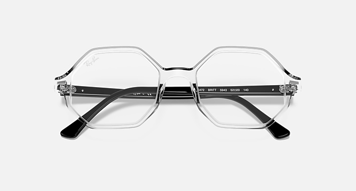 Ray-Ban Eyeglasses Woman Britt Optics Prescription - Shiny Black Frame Clear Lenses 54-20