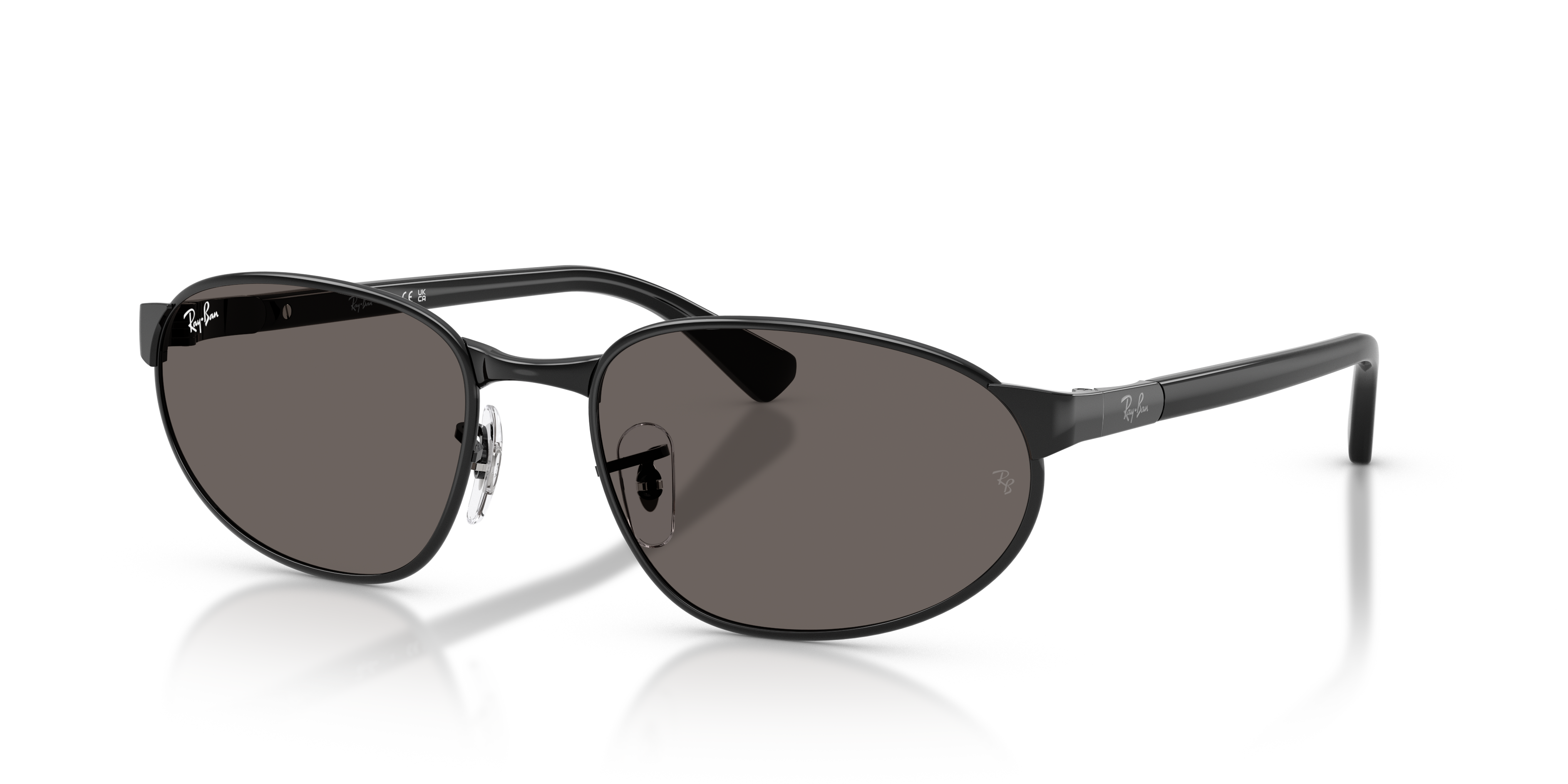 RB3777 Polished Black Frame Dark Grey Lenses 59-19