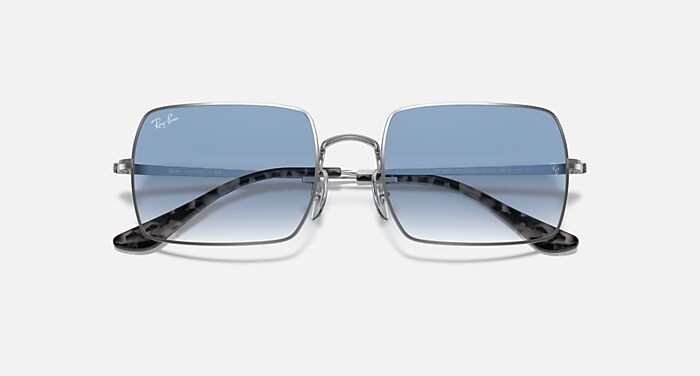 RECTANGLE 1969 Sunglasses in Silver and Light Blue Gradient 