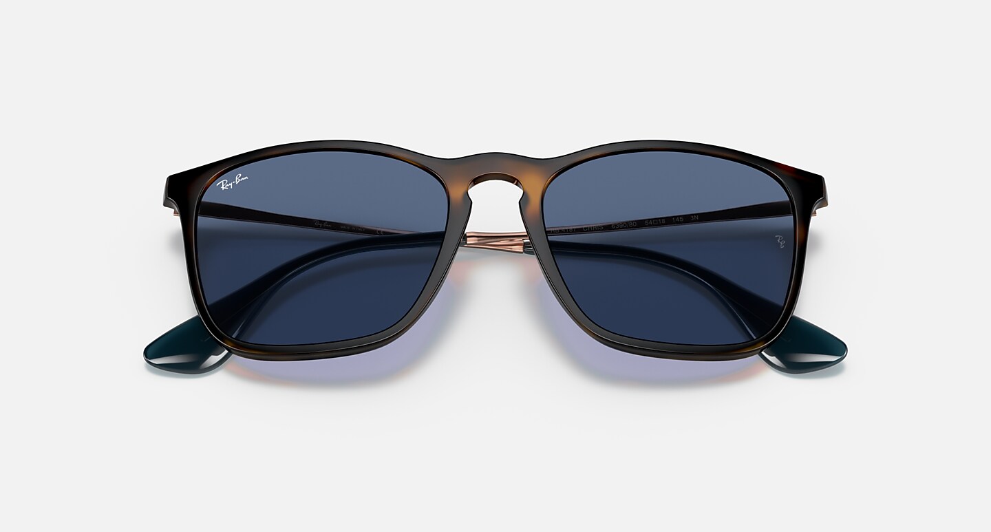 Ray-Ban Sunglasses Man Chris - Havana Frame Blue Lenses 54-18