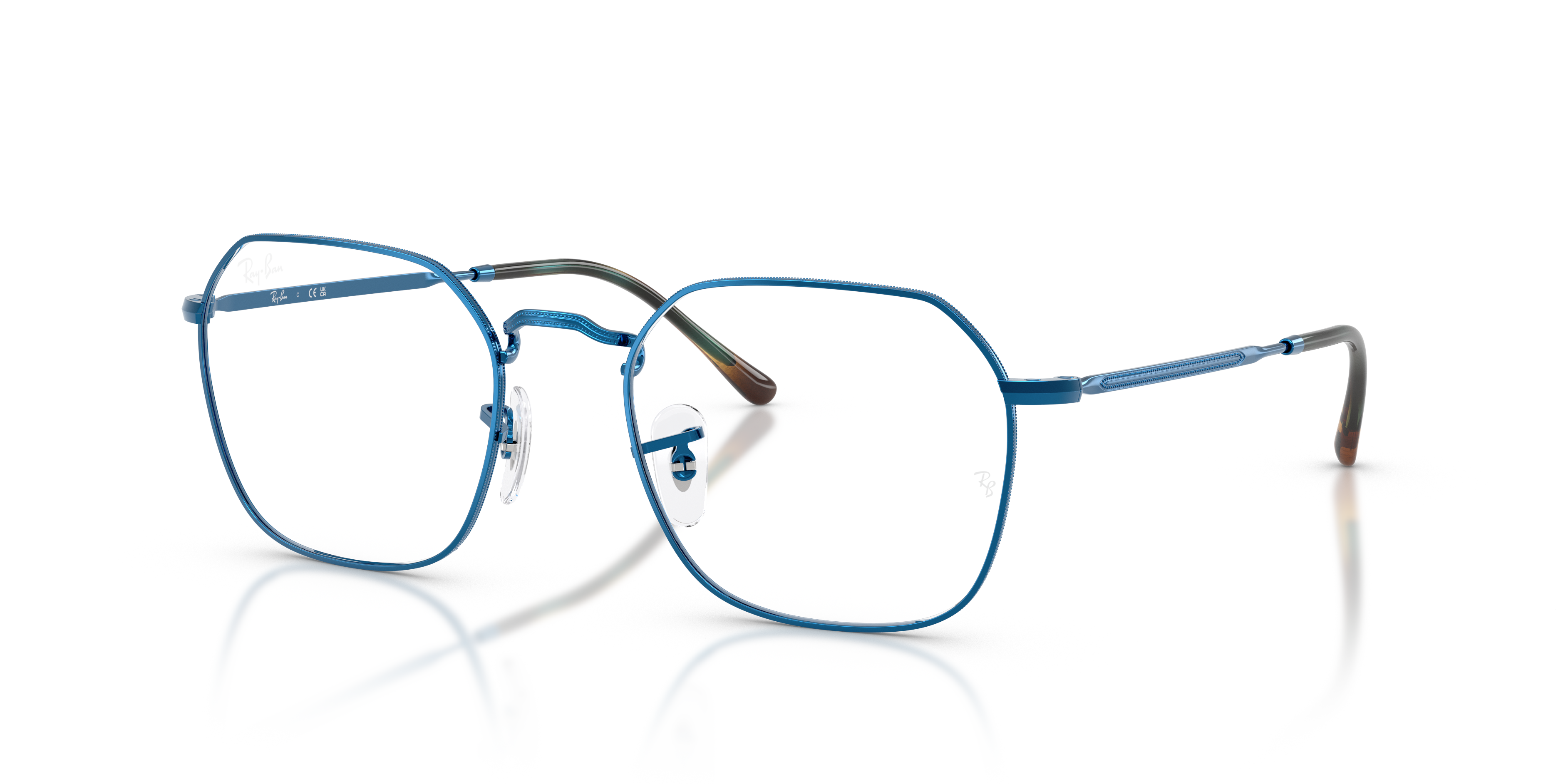 JIM OPTICS Polished Blue Frame Clear Lenses 51-20