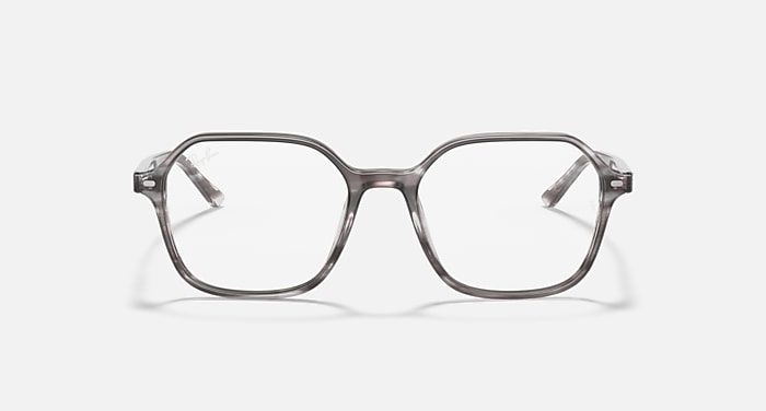 Ray-Ban Eyeglasses Unisex John Optics Prescription - Striped Grey Frame Clear Lenses 49-18