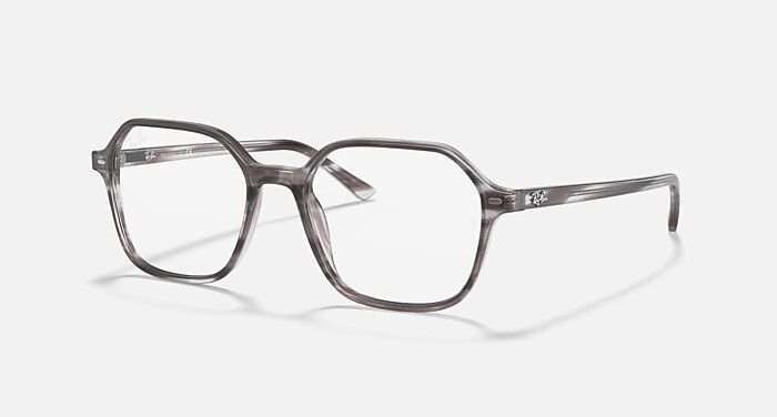 Ray-Ban Eyeglasses Unisex John Optics Prescription - Striped Grey Frame Clear Lenses 49-18
