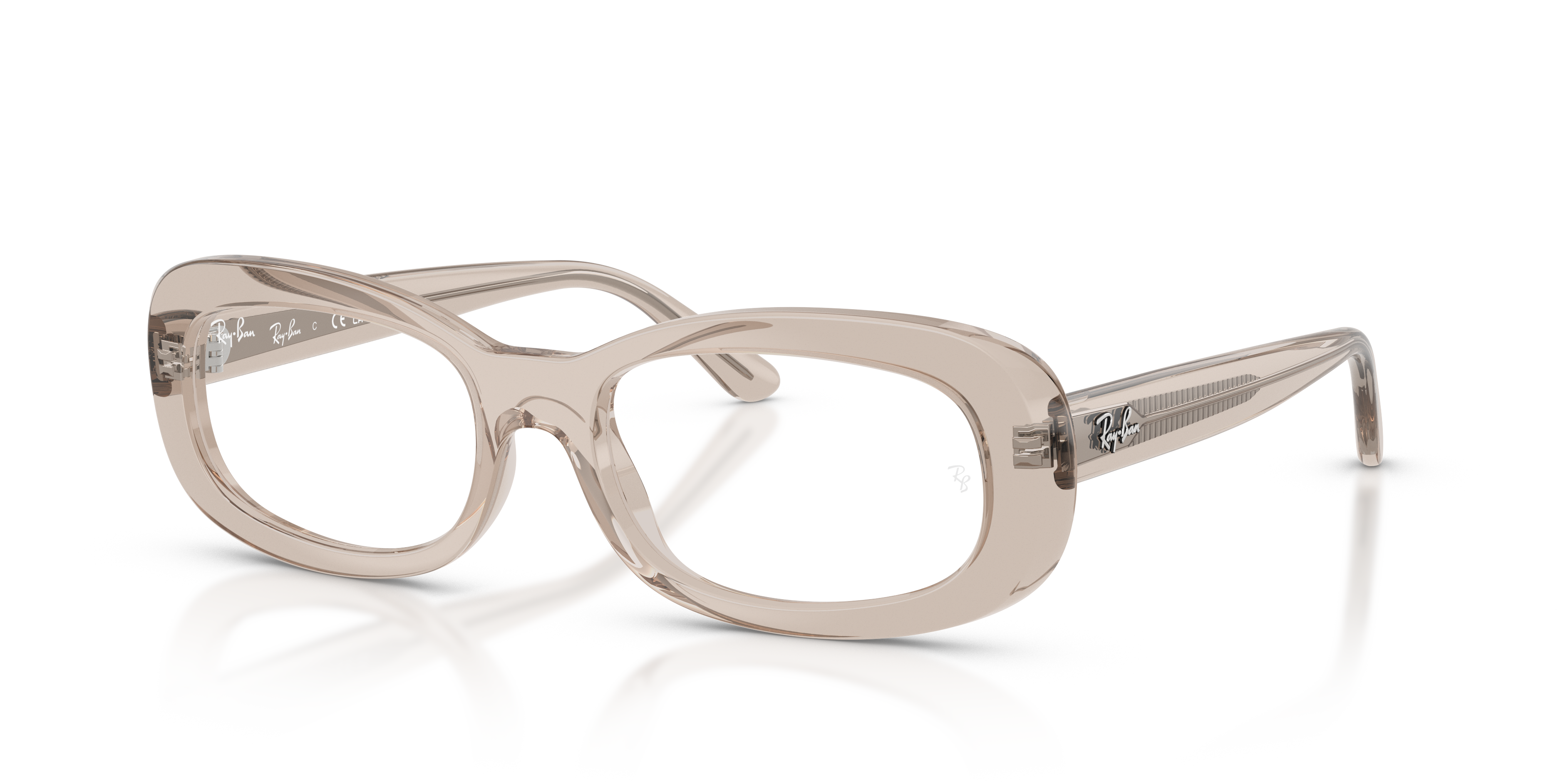 RB2221V OPTICS Polished Transparent Beige Frame Clear Lenses 53-18