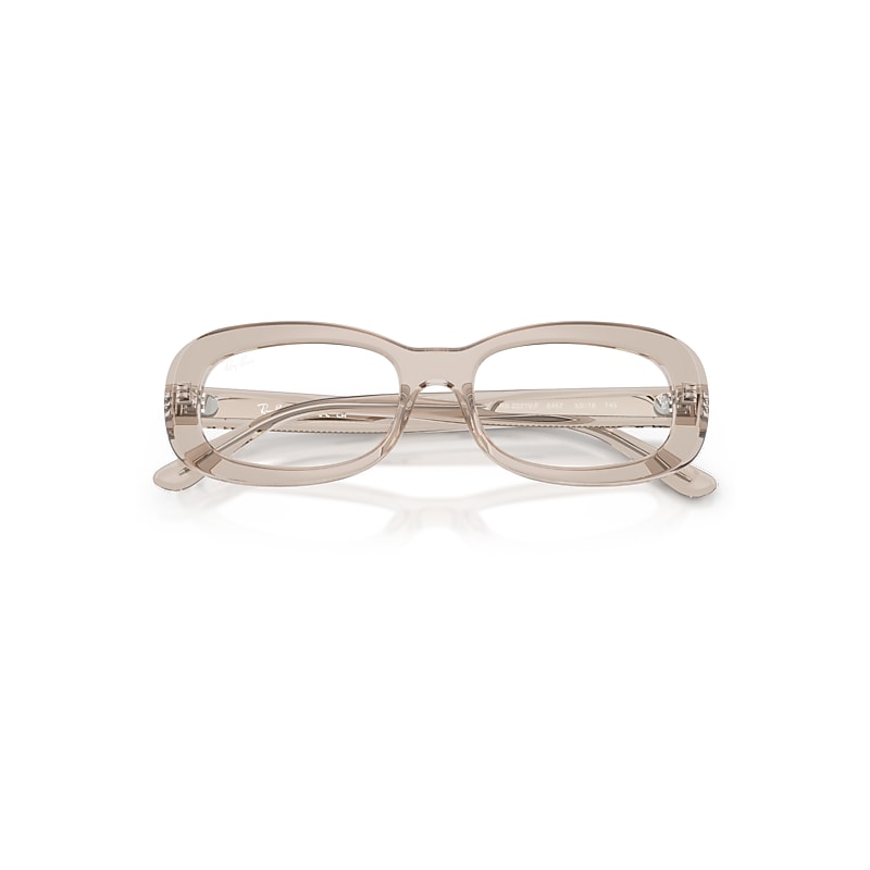 Ray Ban Rb2221v Optics Eyeglasses Transparent Beige Frame Clear Lenses Polarized 53-18