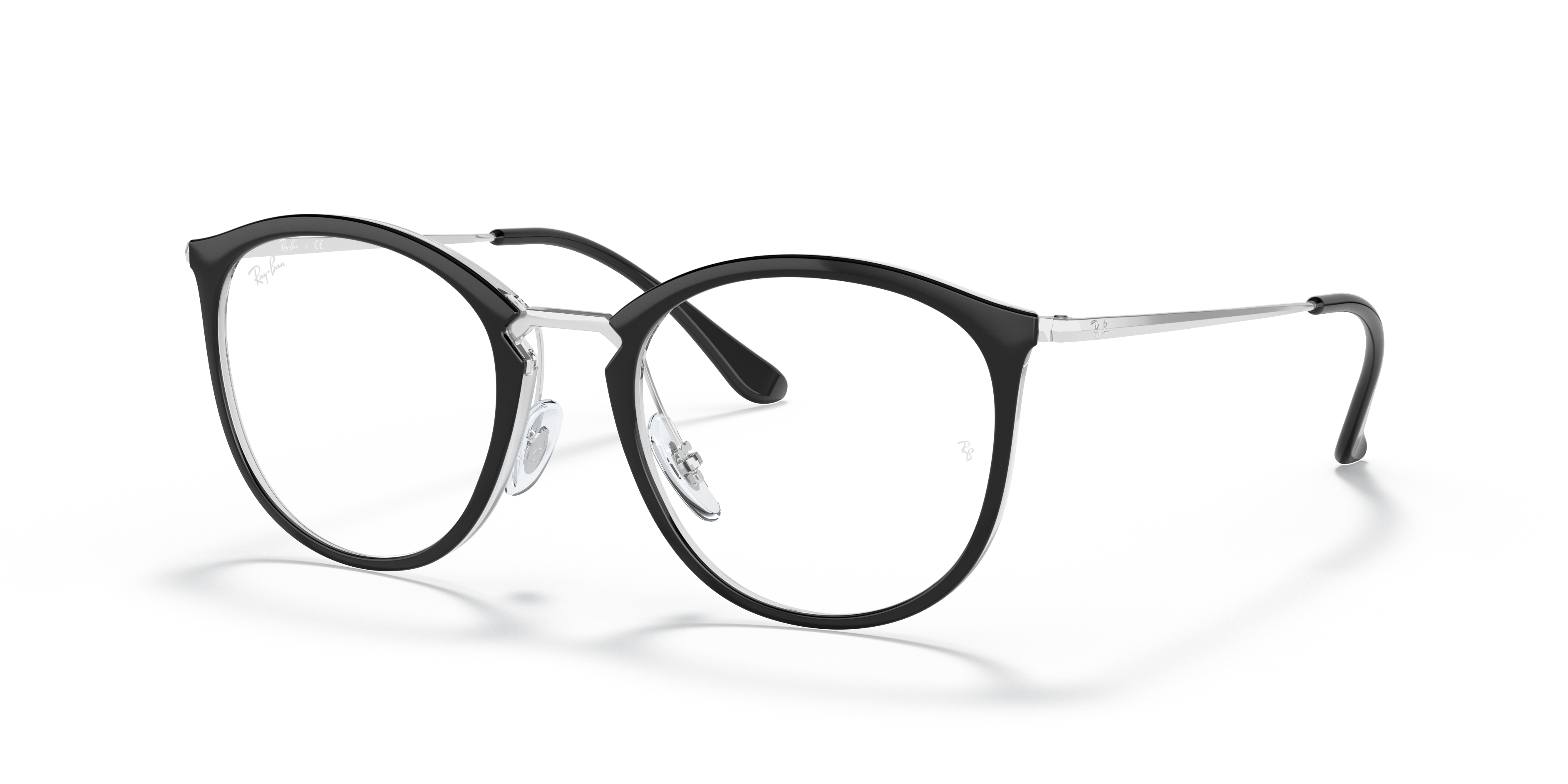 RB7140 OPTICS Polished Black On Transparent Frame Clear Lenses 49-20