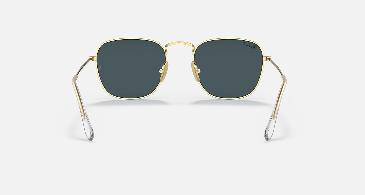 Ray-Ban Sunglasses Man Frank Titanium - Gold Frame Blue Lenses 51-20 Polarized