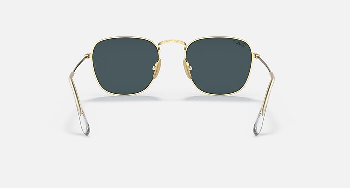 Ray-Ban Sunglasses Man Frank Titanium - Gold Frame Blue Lenses 51-20 Polarized