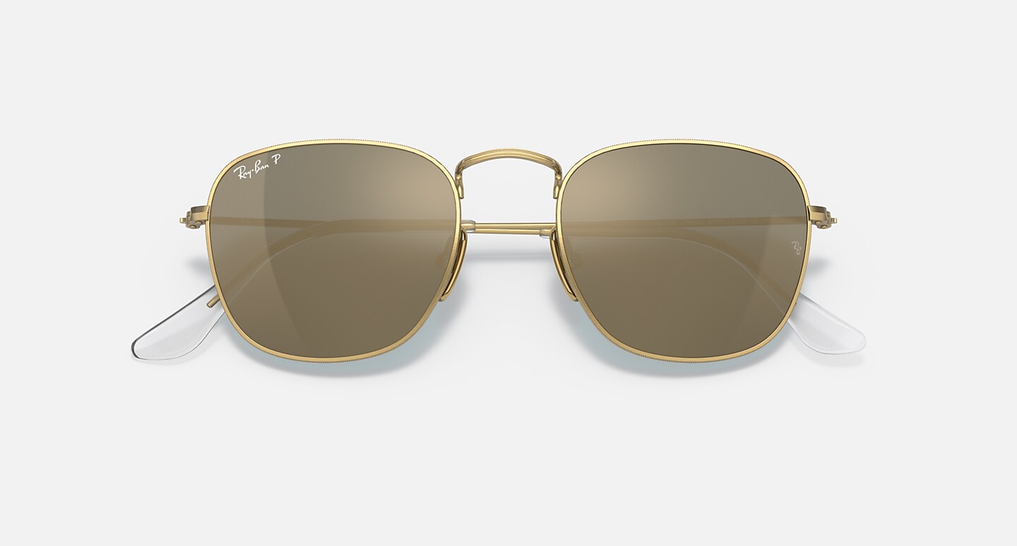 Ray-Ban Sunglasses Man Frank Titanium - Gold Frame Blue Lenses 51-20 Polarized