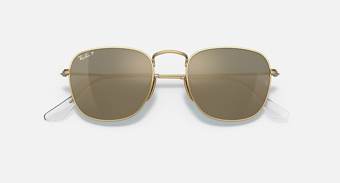 Ray-Ban Sunglasses Man Frank Titanium - Gold Frame Blue Lenses 51-20 Polarized
