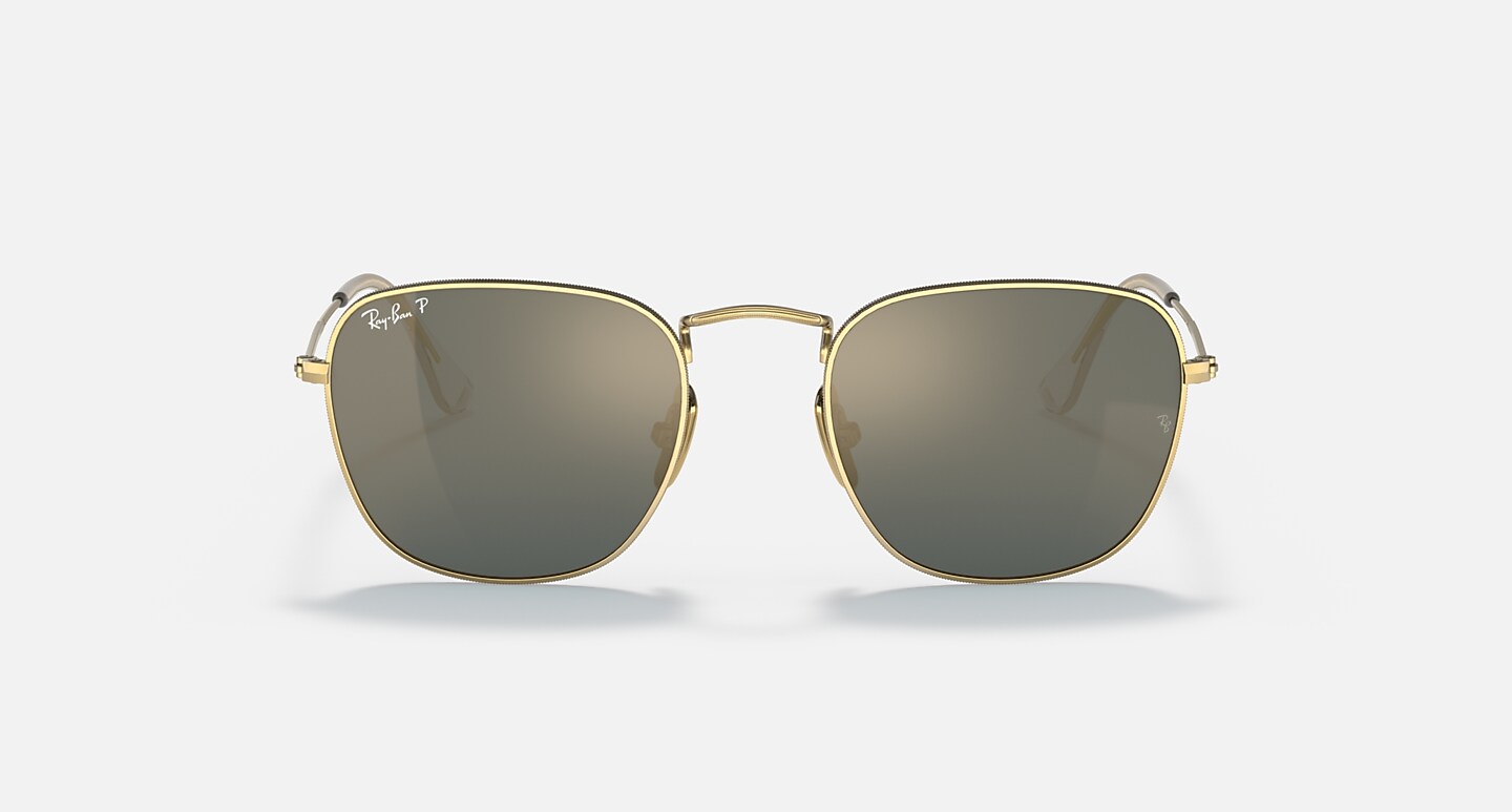 Ray-Ban Sunglasses Man Frank Titanium - Gold Frame Blue Lenses 51-20 Polarized