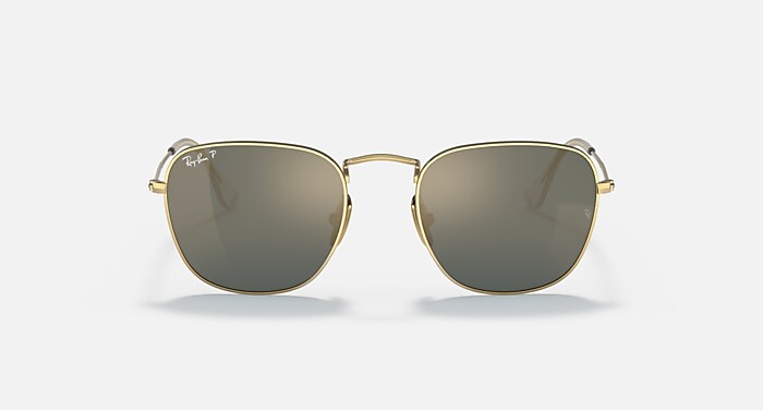 Ray-Ban Sunglasses Man Frank Titanium - Gold Frame Blue Lenses 51-20 Polarized