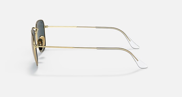 Ray-Ban Sunglasses Man Frank Titanium - Gold Frame Blue Lenses 51-20 Polarized
