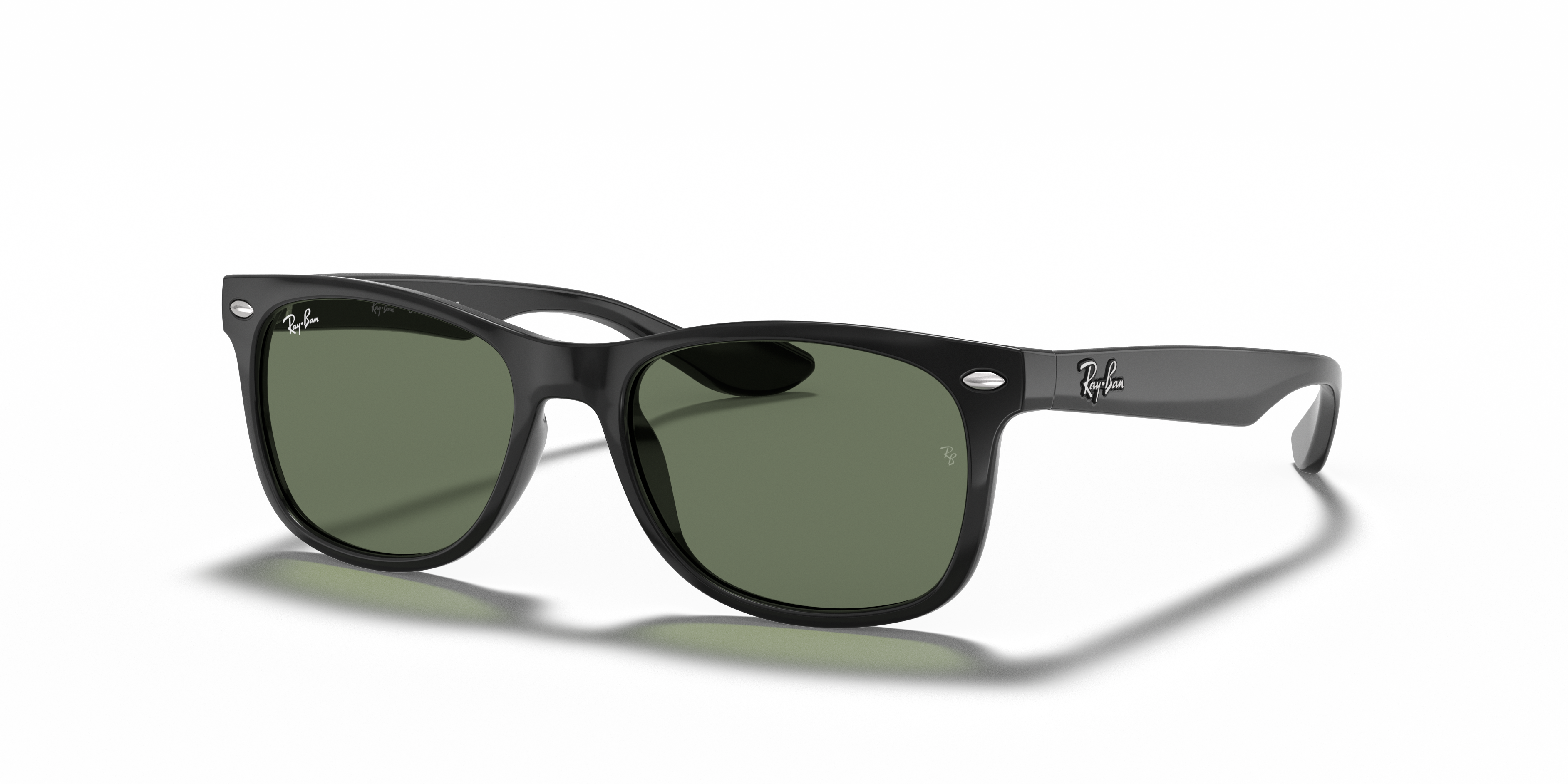 NEW WAYFARER KIDS Polished Black Frame Dark Green Lenses 48-16
