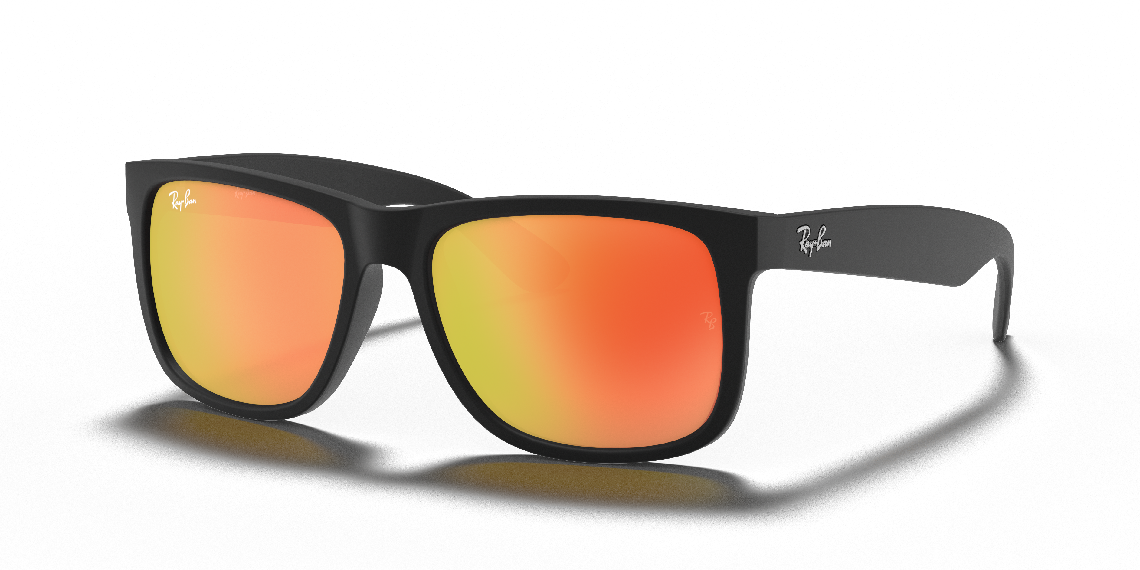 JUSTIN COLOR MIX Matte Rubber Black Frame Red Mirror Lenses 51-16