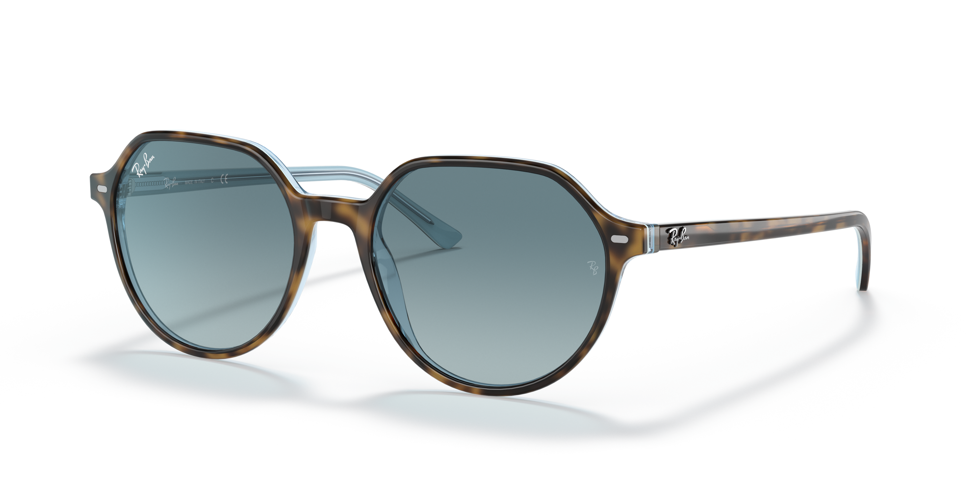 THALIA Polished Havana On Light Blue Frame Blue Gradient Grey Lenses 53-18