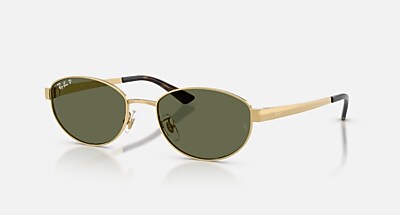Ray-Ban Gold Frame Sunglasses with polarized dark green Lenses Ray-Ban RB3765 gold frame with green lenses. Lenses provide  main image 2
