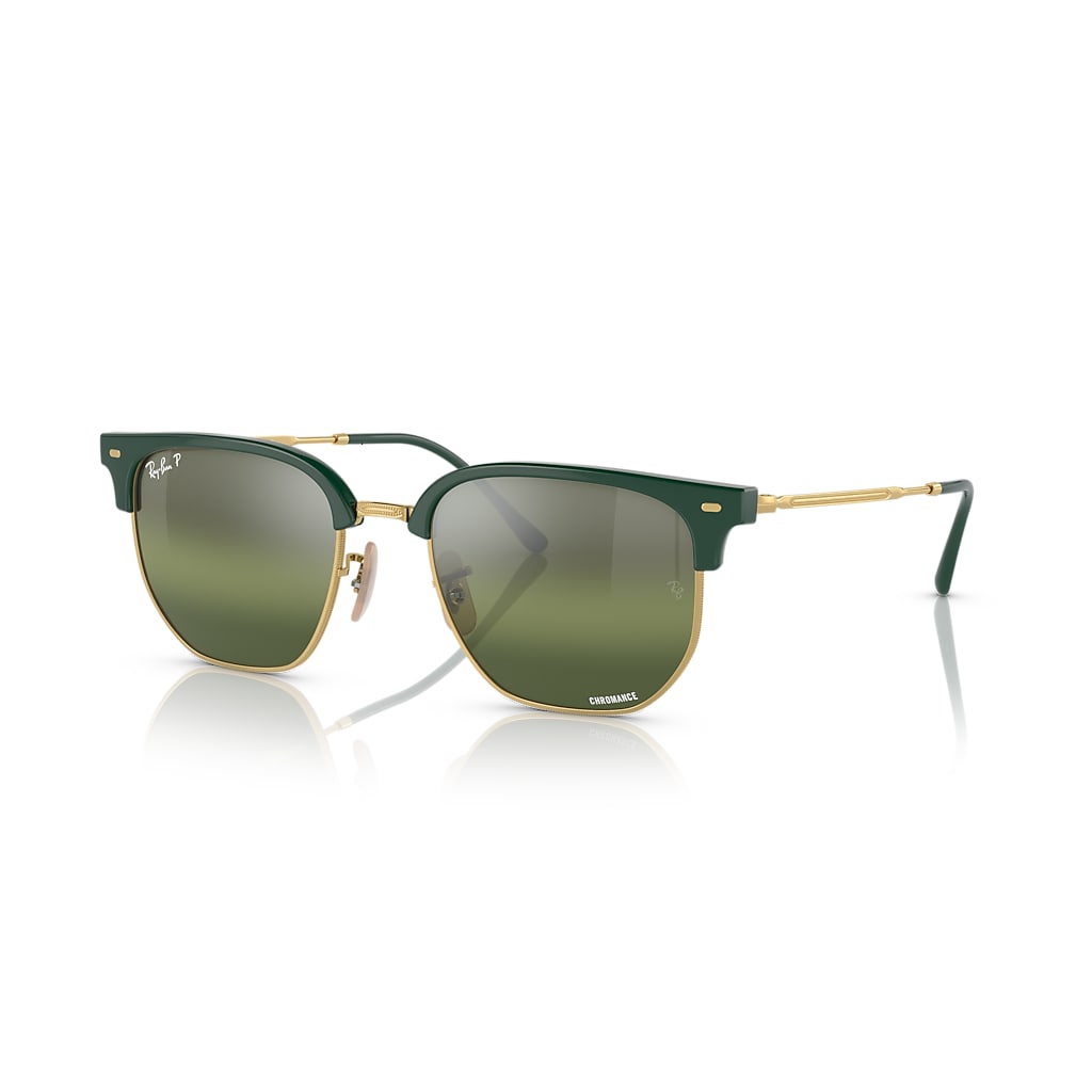 NEW CLUBMASTER Sunglasses in Green On Gold and Silver/Green