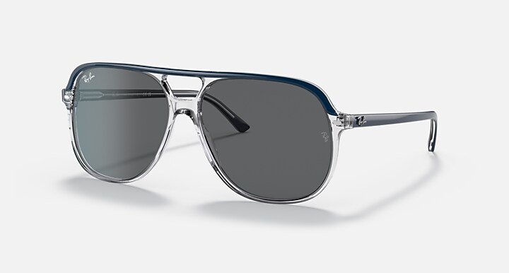 Ray-Ban Sunglass BILL Blue On Transparent with Dark Grey Solid Color lens