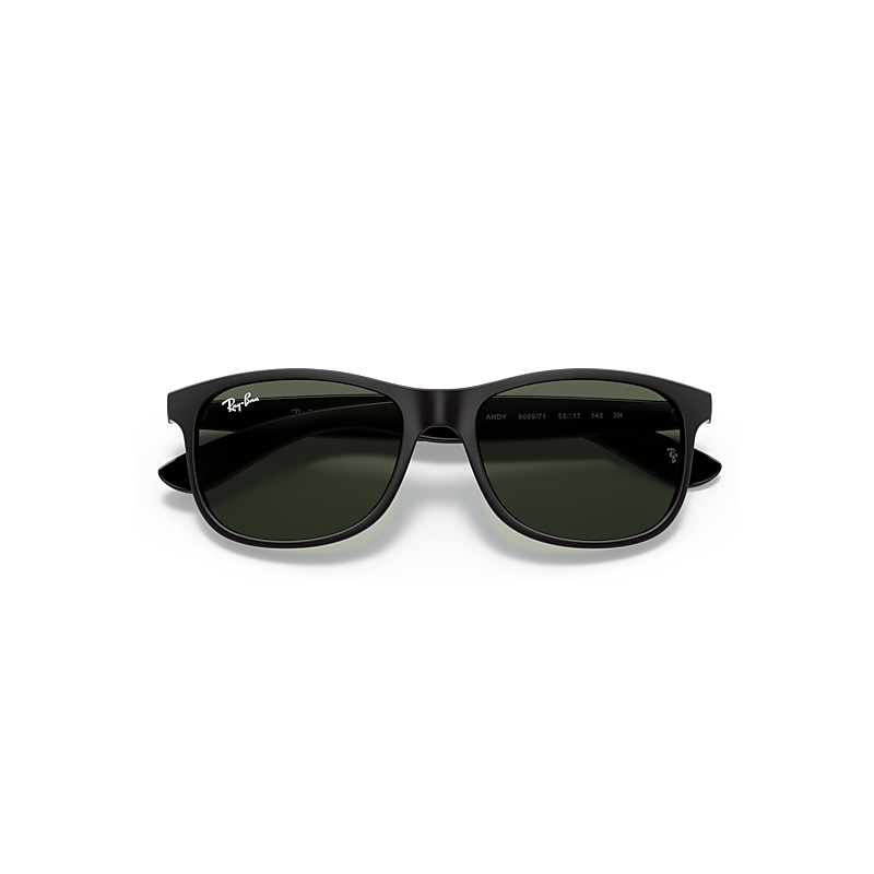 Ray-Ban Andy Sunglasses Black Frame Green Lenses 55-17