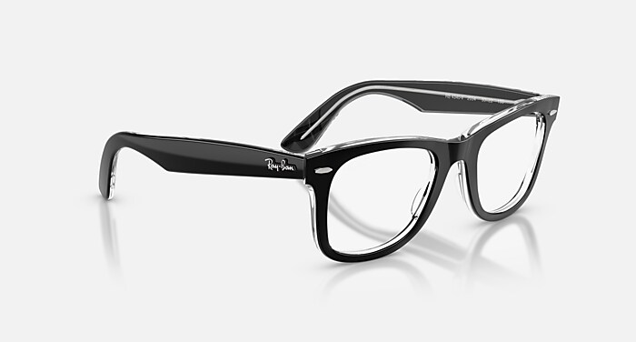 新品 未使用 Ray-Ban  Wayfarer 希少 クリアレンズ M WAYFARER EASE OPTICS Eyeglasses with Black On Transparent Frame